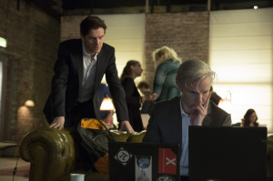 This image released by Dreamworks Pictures shows Dan Stevens as journalist Ian Katz, left,  and Benedict Cumberbatch as WikiLeaks founder Julian Assange in a scene from "The Fifth Estate." (AP Photo/Dreamworks Pictures,  Frank Connor)