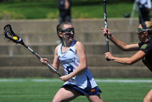 Natalie Fiorilli / The Duquesne Duke Sophomore midfielders Kaelin Shaw (above) and Tess Drotar both recorded hat tricks in their team’s 13-9 over the George Mason Patriots.
