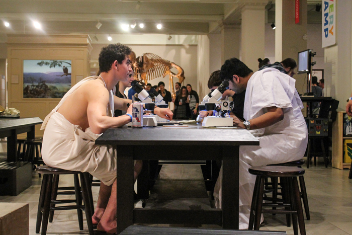 Fred Blauth/The Duquesne Duke - A table of attendees from After Dark are spotted in makeshift togas.