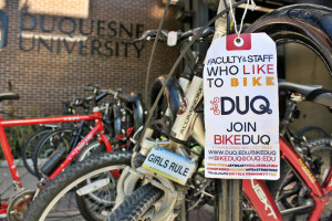 Rachel Strickland | The Duquesne Duke Biking is becoming more popular on Duquesne’s campus, according to members of the BikeDuq club. The club recently sponsored a week of biking-related activities that included group rides, informational sessions and city biking lessons.