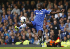 In this September 21, 2013 file photo, Chelsea's Ramires plays against Fulham during their English Premier League soccer match at Stamford Bridge, London. Brazil midfielder Ramires has left Chelsea as compatriot Alexandre Pato arrived in London Wednesday Jan. 27, 2016 to join up with the Premier League champions. After more than five years at Chelsea, Ramires has signed for Chinese Super League club Jiangsu Suning.