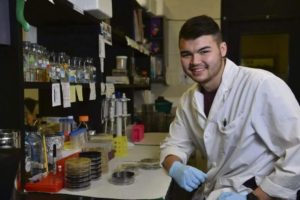 Courtesy of Zachary Resko Junior Duquesne biology student Zachary Resko is the first in his family to attend college. Resko recently received the distinguished Barry Goldwater Scholarship to continue his research into using bacteria strains to improve vaccinations.